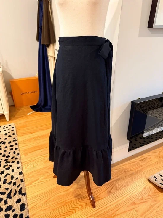 Reformation Black Linen Wrap Ruffle Skirt - Picture 6 of 15